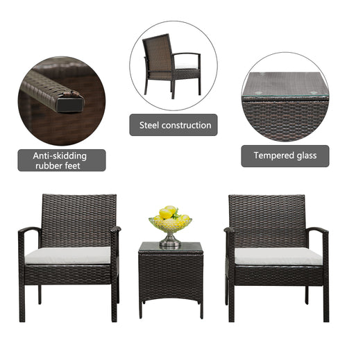 Rattan garden furniture set, 2 armchairs and a table
