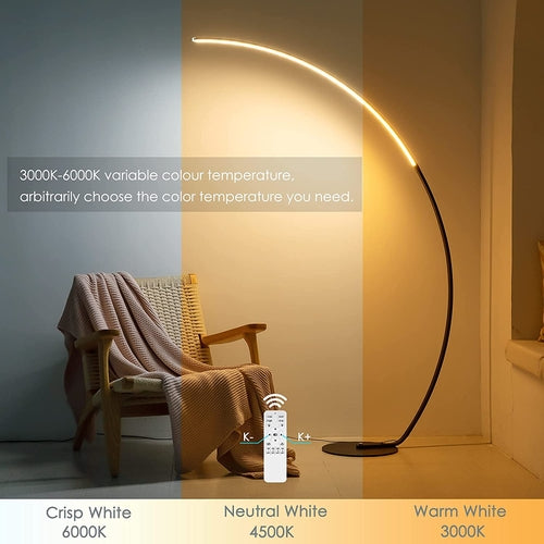 RGBW Curve LED Floor Lamp with Remote Control, 21 W