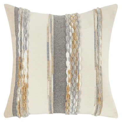 Poszewka dekoracyjna boho w paski, szenilowa, 45 × 45 cm
