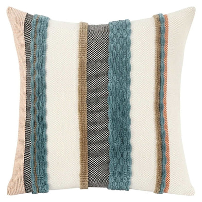 Poszewka dekoracyjna boho w paski, szenilowa, 45 × 45 cm