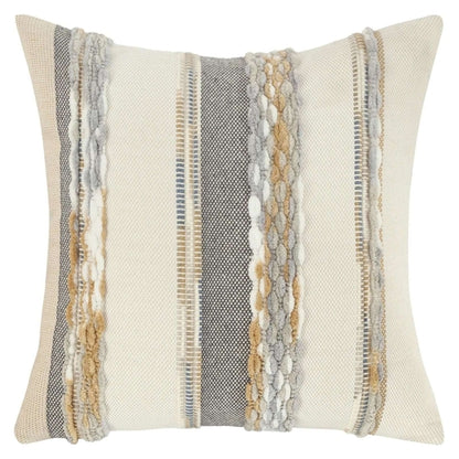 Poszewka dekoracyjna boho w paski, szenilowa, 45 × 45 cm