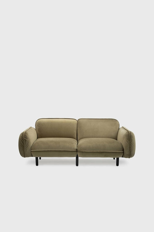 Sofa modułowa Bean z weluru na drewnianych nóżkach