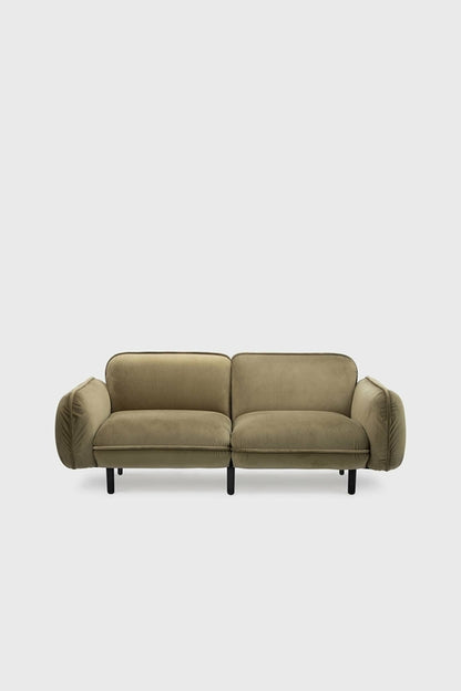 Sofa modułowa Bean z weluru na drewnianych nóżkach
