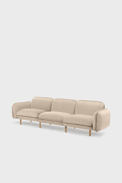 Sofa modułowa Bean z weluru na drewnianych nóżkach