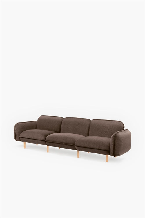 Sofa modułowa Bean z weluru na drewnianych nóżkach