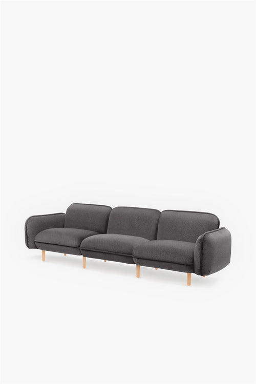 Sofa modułowa Bean z weluru na drewnianych nóżkach