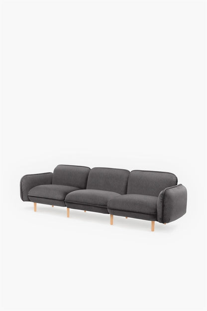 Sofa modułowa Bean z weluru na drewnianych nóżkach