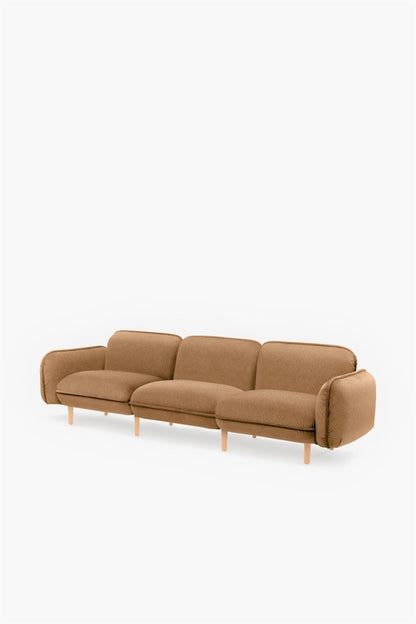 Sofa modułowa Bean z weluru na drewnianych nóżkach
