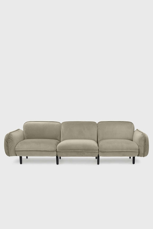 Sofa modułowa Bean z weluru na drewnianych nóżkach