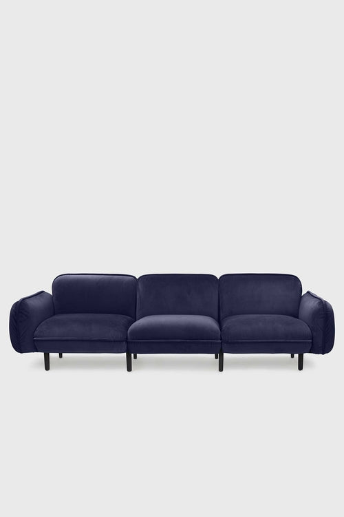 Sofa modułowa Bean z weluru na drewnianych nóżkach