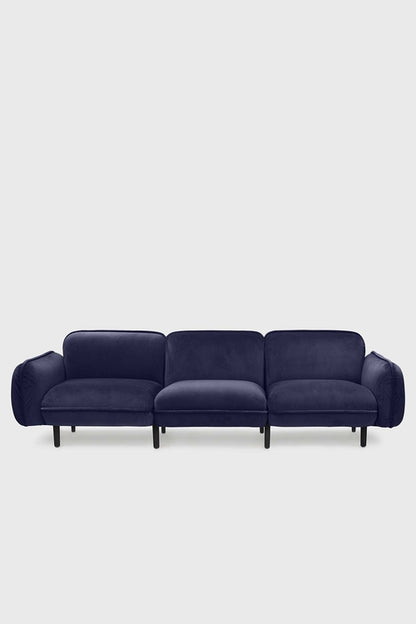 Sofa modułowa Bean z weluru na drewnianych nóżkach