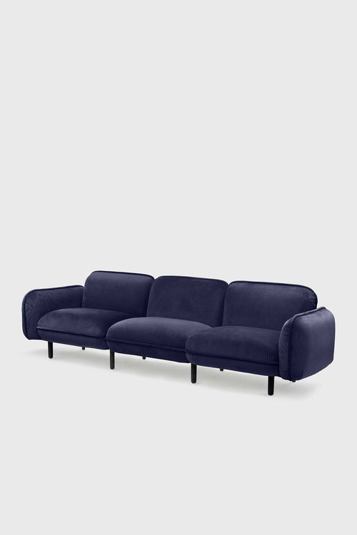 Sofa modułowa Bean z weluru na drewnianych nóżkach