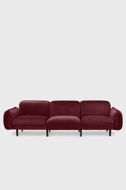 Sofa modułowa Bean z weluru na drewnianych nóżkach