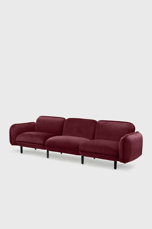 Sofa modułowa Bean z weluru na drewnianych nóżkach