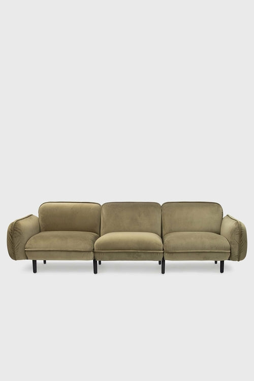 Sofa modułowa Bean z weluru na drewnianych nóżkach