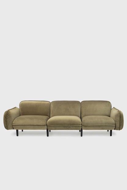 Sofa modułowa Bean z weluru na drewnianych nóżkach