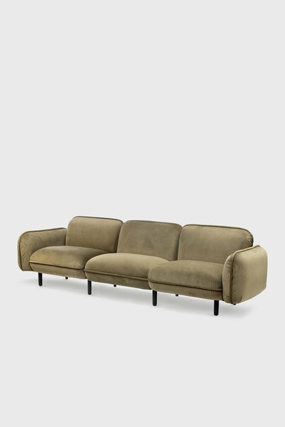 Sofa modułowa Bean z weluru na drewnianych nóżkach