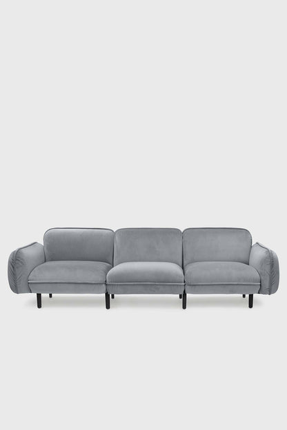 Sofa modułowa Bean z weluru na drewnianych nóżkach