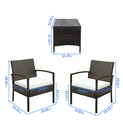 Rattan garden furniture set, 2 armchairs and a table