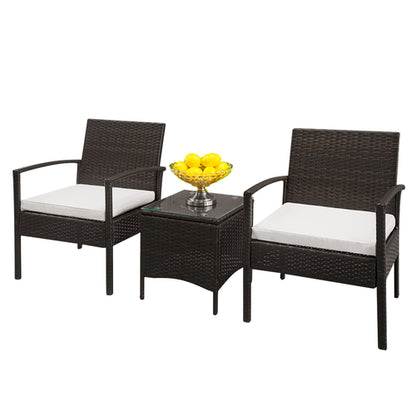 Rattan garden furniture set, 2 armchairs and a table