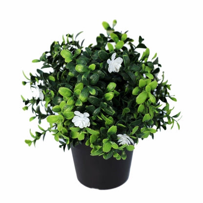 Sztuczny kwitnący bukszpan w doniczce, odporny na UV, 20 cm