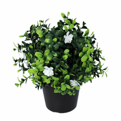 Sztuczny kwitnący bukszpan w doniczce, odporny na UV, 20 cm